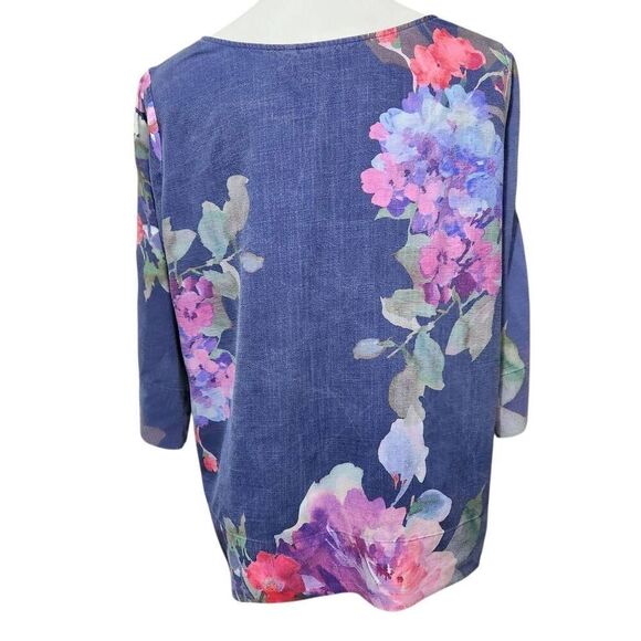 Soft Surroundings Lizette Top Marseille Floral Exploded Large linen blend - Picture 8 of 12